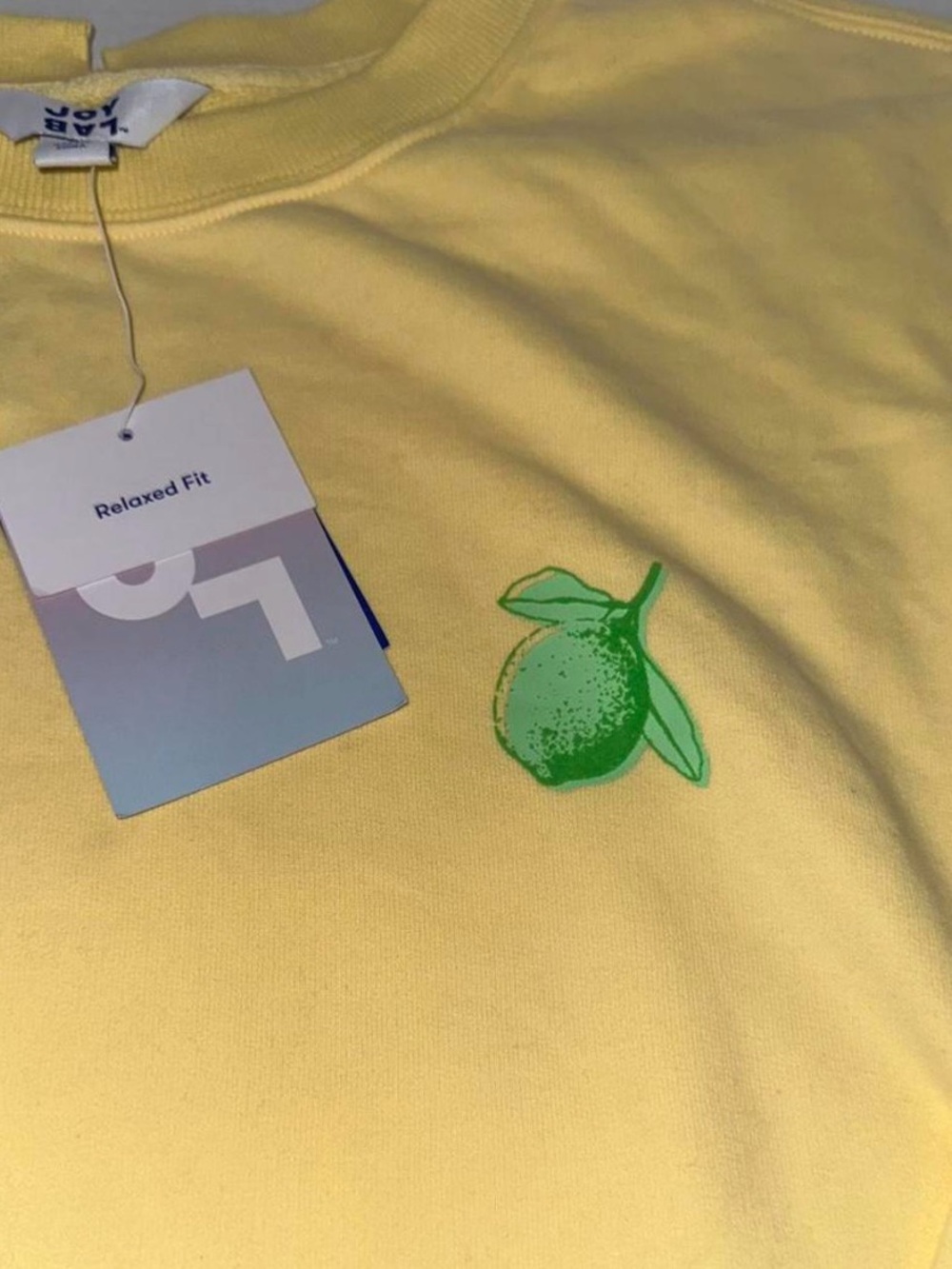 JoyLab Yellow Crewneck Sweater with Green Leaf Embroidery - Picture 2 of 6